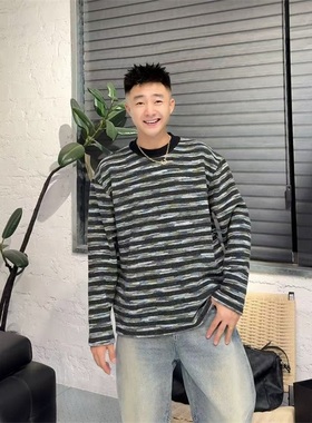 YULE语乐 25815复古撞色条纹针织衫冬季加厚休闲慵懒风软糯毛衣