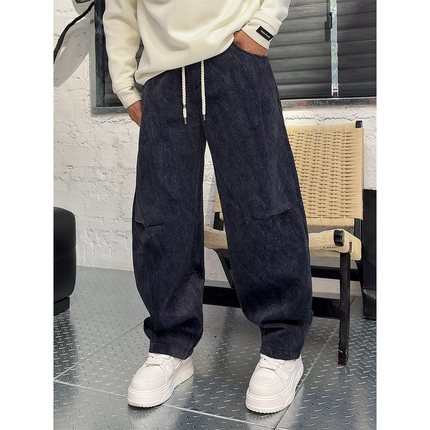 YULE语乐/5201马鞍绒【认养一匹马】冬季加厚保暖休闲阔腿棉裤