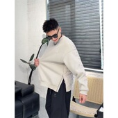 棉服卫衣男女同款 YULE语乐 7333底摆双拉链设计加绒加厚圆领长袖