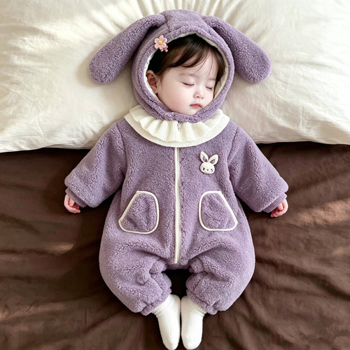 冬季女宝加绒加厚毛衣两件套