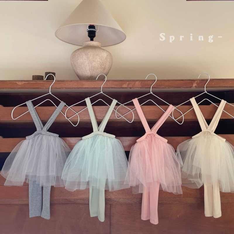 韩版百天周岁宴公主风女宝背带裤春季网纱蝴蝶结婴儿小女孩蓬蓬裙