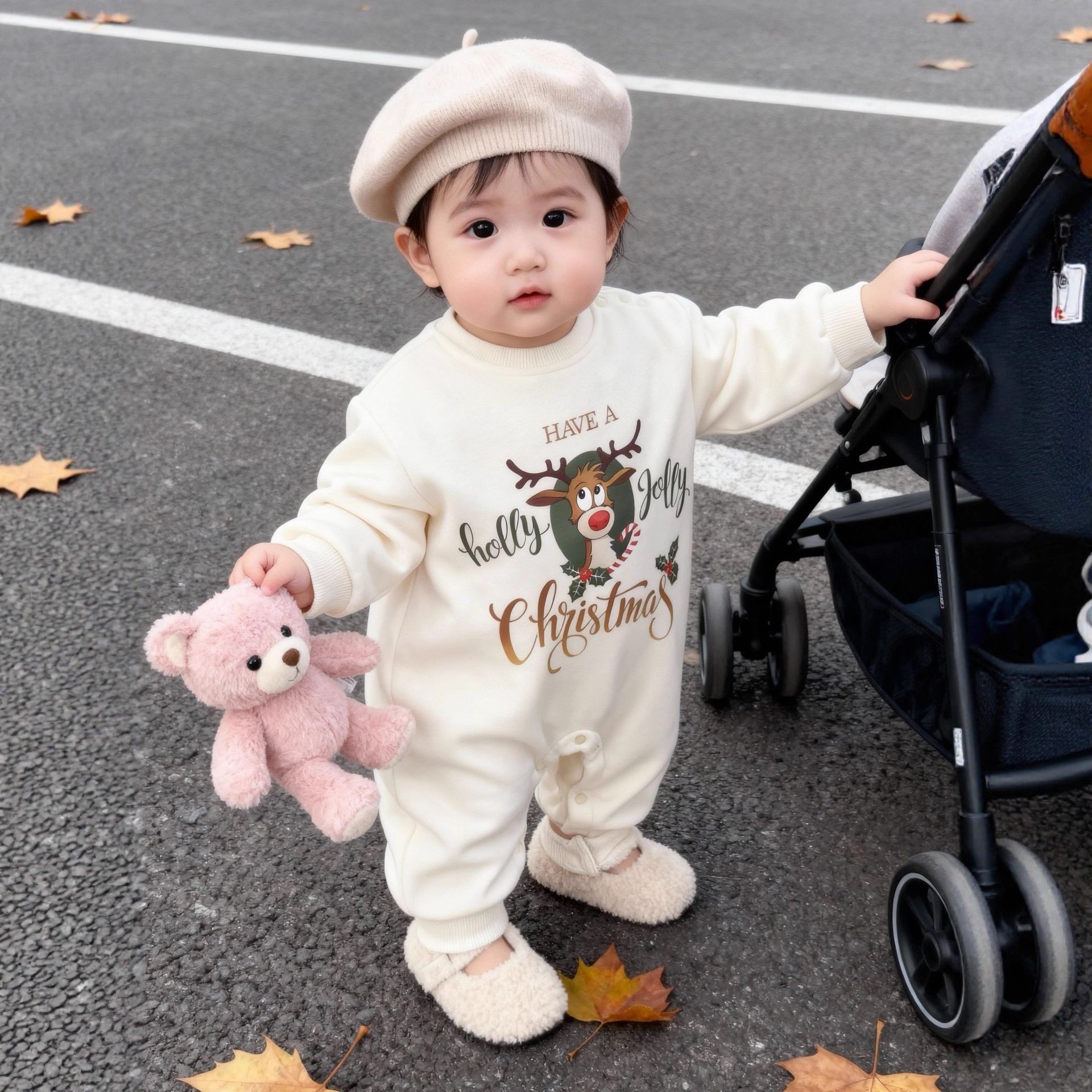 韩版潮款秋冬季加绒卫衣连体衣