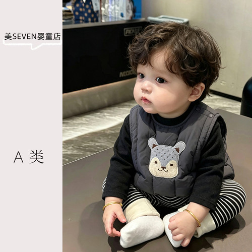 韩版秋冬婴幼儿夹棉马甲三件套