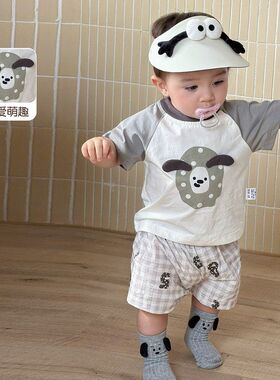 婴儿2026夏季新款短袖T恤套装男女宝宝新生儿春款卡通外出服哈衣