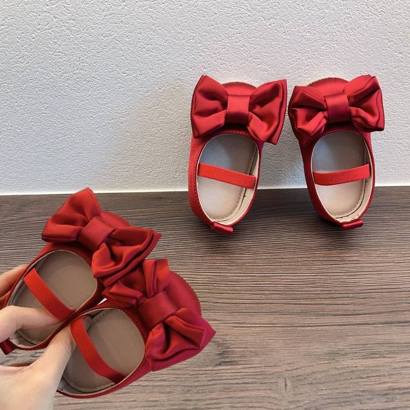 婴儿鞋子春秋款女宝宝蝴蝶结软底步前鞋防滑百天周岁宴红色公主鞋,童鞋/婴儿鞋/亲子鞋,婴儿步前鞋/袜鞋,淘宝优惠券,粉丝福利购,淘宝优惠卷