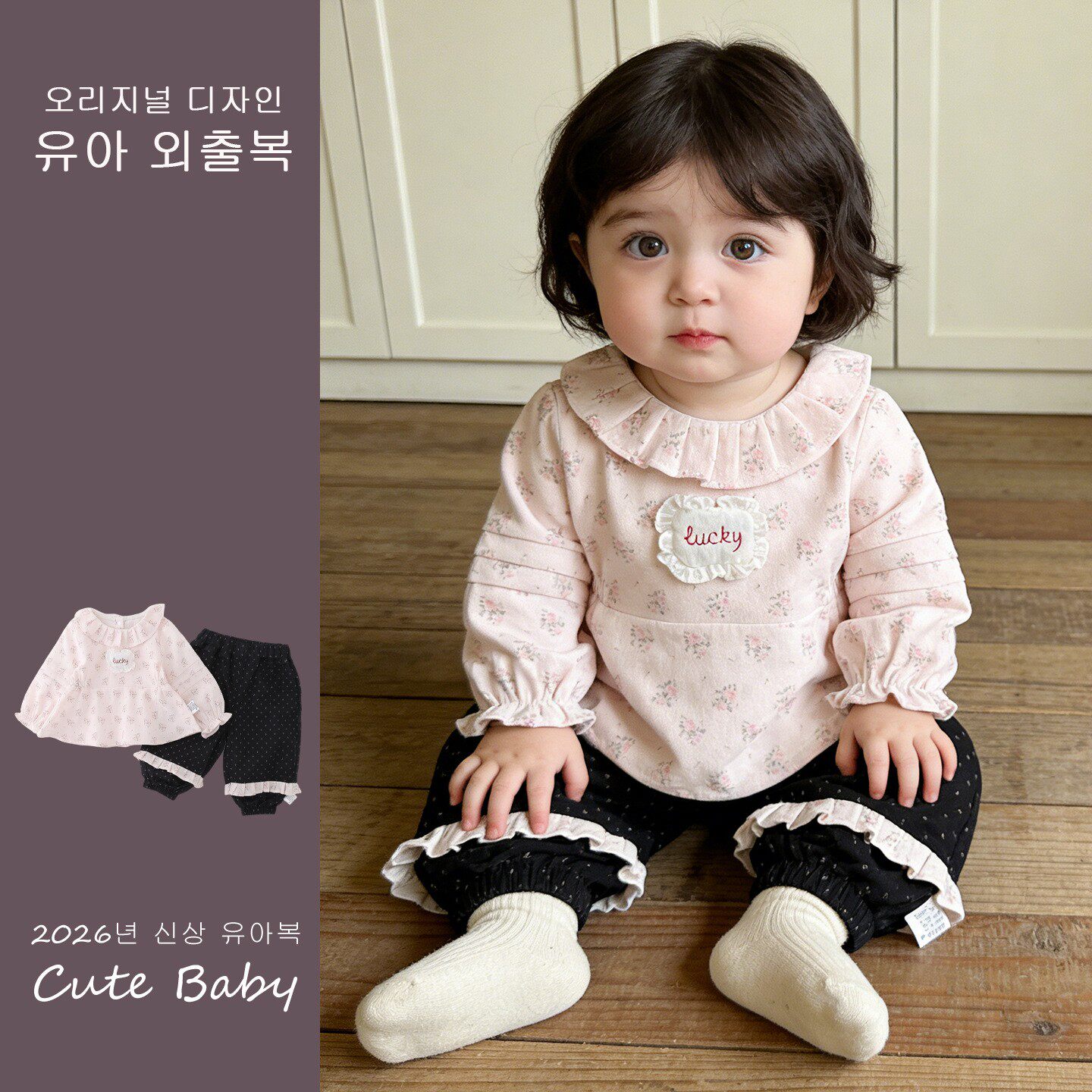 女童韩版春季套装女宝宝洋气花边上衣裤子1岁婴儿春秋A类甜美衣服