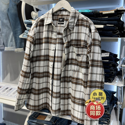 Lee商场同款男士格子春秋25新款衬衫开衫百搭外套上衣衬衣休闲衫