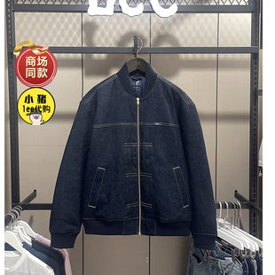 Lee商场同款专柜男装棒球领牛仔羽绒服夹克刺绣保暖冬冬季刺绣
