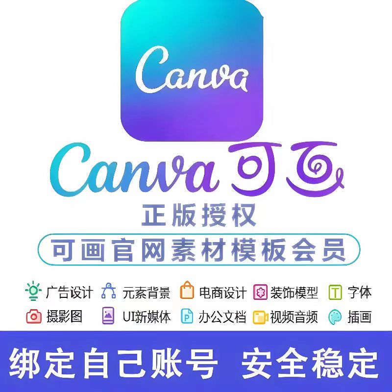可画会员canva高级永久版一年会员终身vip图片设计素材国际版破解