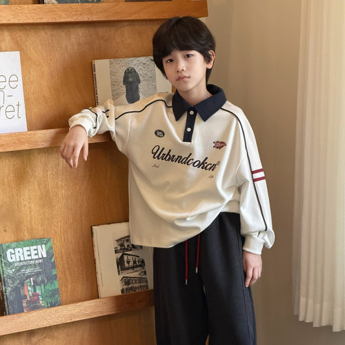 大E小e童装儿童卫衣2026秋季新款中大童polo衫男童韩版T恤9121