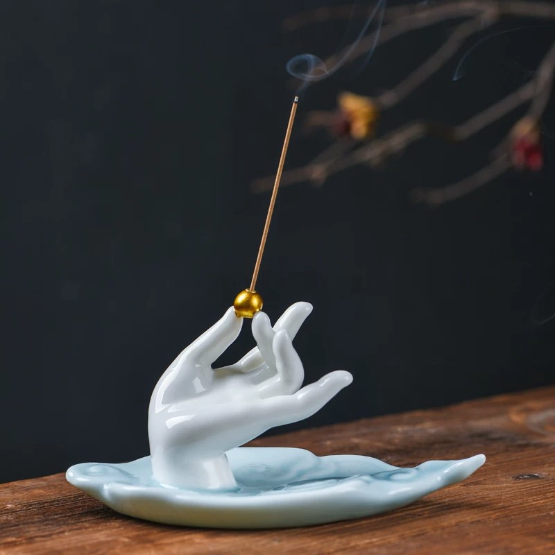 陶瓷佛手线香插禅意茶宠
