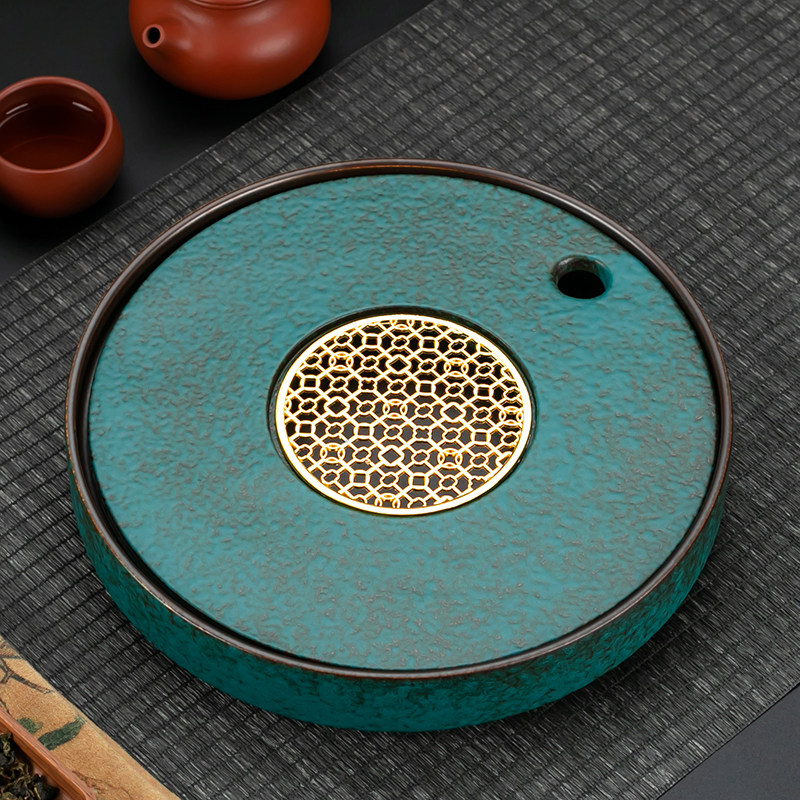 陶瓷吸水茶盘家用茶具泡茶台圆形干泡台蓄水排水式茶杯茶托盘茶海,餐饮具,茶盘,淘宝优惠券,粉丝福利购,淘宝优惠卷