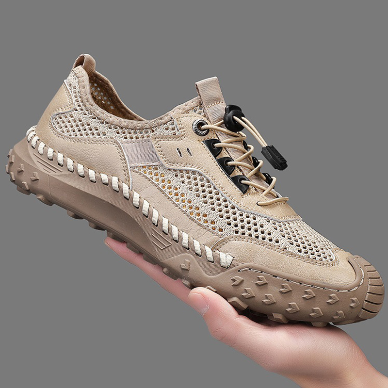 网面鞋男新款镂空网眼透气户外休闲防滑登山鞋大码运动鞋厚底凉鞋