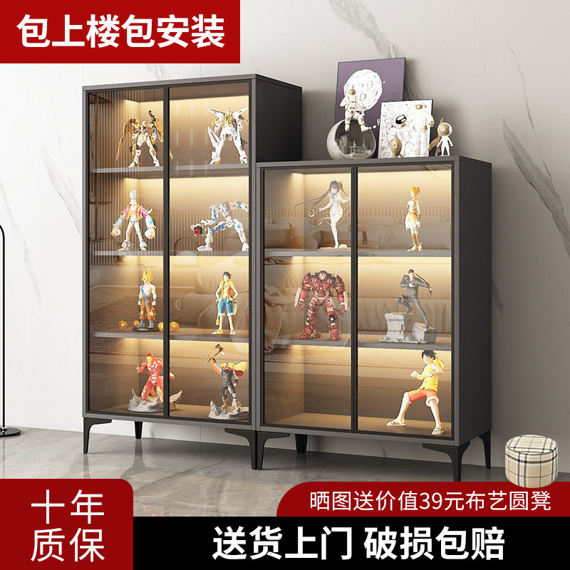 手办展示柜轻奢玻璃门书柜模型玩具置物柜储物柜子雕像陈列柜酒柜