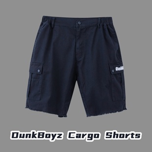 CargoShorts DunkBoyz 短裤 轻水洗做旧刺绣黑白多口袋工装 基础款