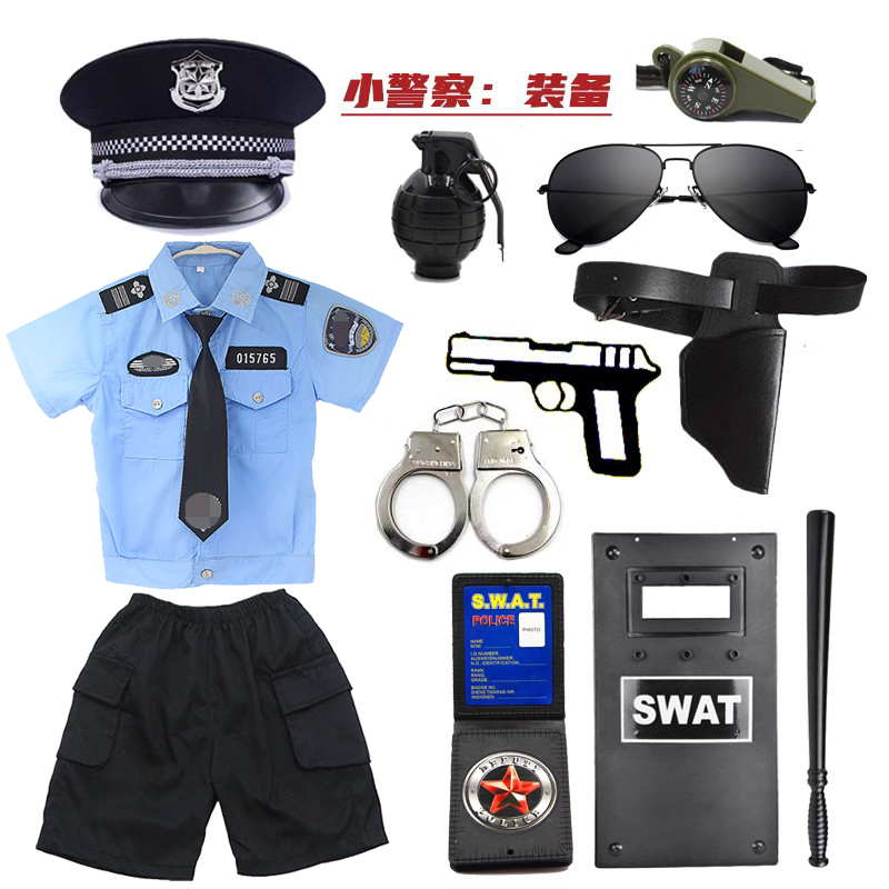 六一儿童表演服警察演出服小交警官男女童军装套装特种兵服装