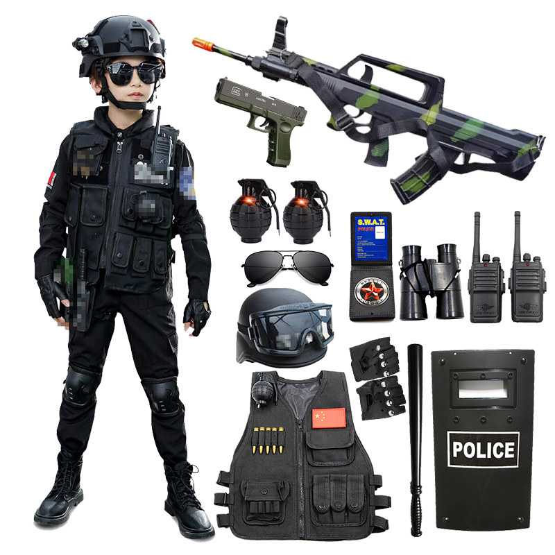 儿童特种兵玩具枪套装男童仿真户外cs特警衣服95式步枪小警察装备