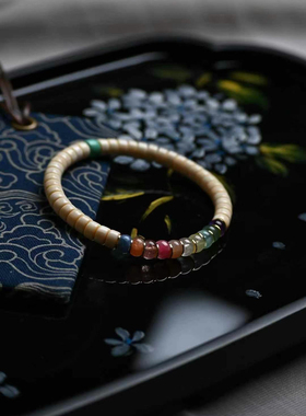 天然猛犸象牙5A冰料手串女DIY水晶彩虹手链精工药片时尚男女同款