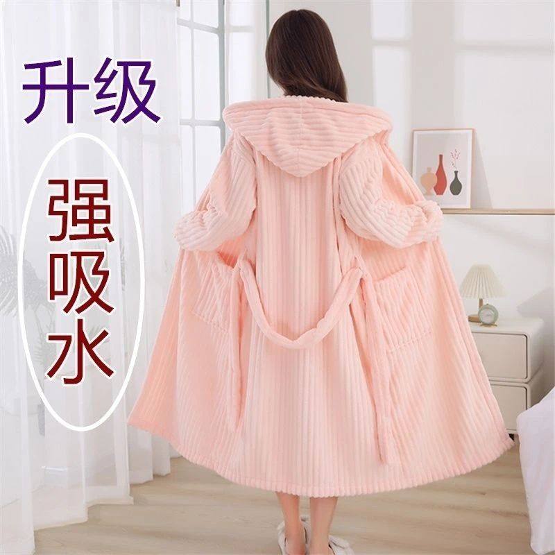 浴袍女冬天带帽成人比棉柔软吸水不掉毛秋冬加大中厚长浴裙,居家布艺,浴裙/浴袍/浴衣,淘宝优惠券,粉丝福利购,淘宝优惠卷