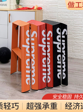 Superme铝合金人字家用梯子国外加厚多功能折叠安全梯折叠梯网红