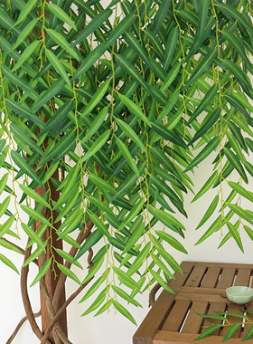 柳叶假柳树枝仿真柳树叶垂柳条壁挂藤条家居舞蹈道具吊挂装饰藤条