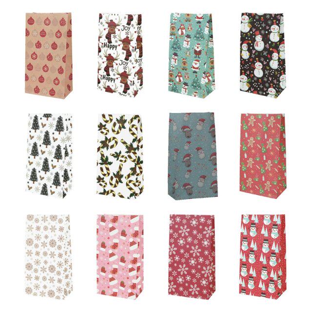 2022 new 10pcs christmas candy cookie paper bags santa elk s
