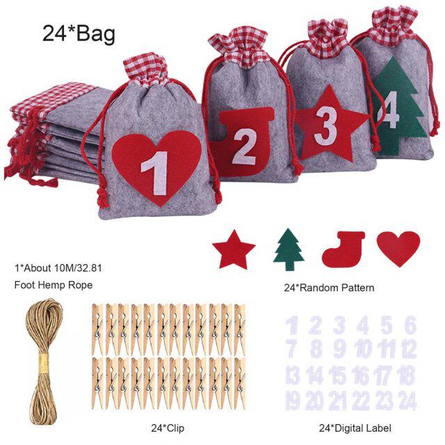 24pcs felt gift bags colorful christmas candy pouch xmas dec