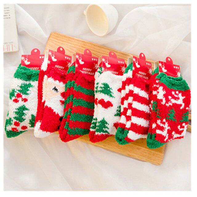 2021 navidad christmas coral fleece socks merry christmas de