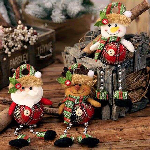 cute christmas dolls santa claus snowman christmas tree deco