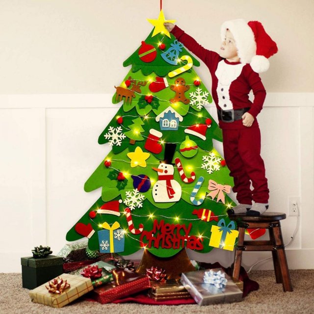 diy felt christmas tree toy 2022 new year toddler kids handm