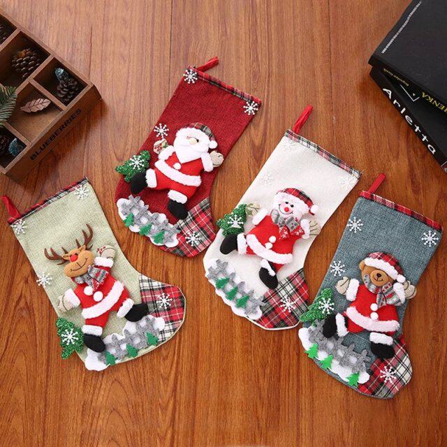 christmas stockings gift bag decoration props santa snowman