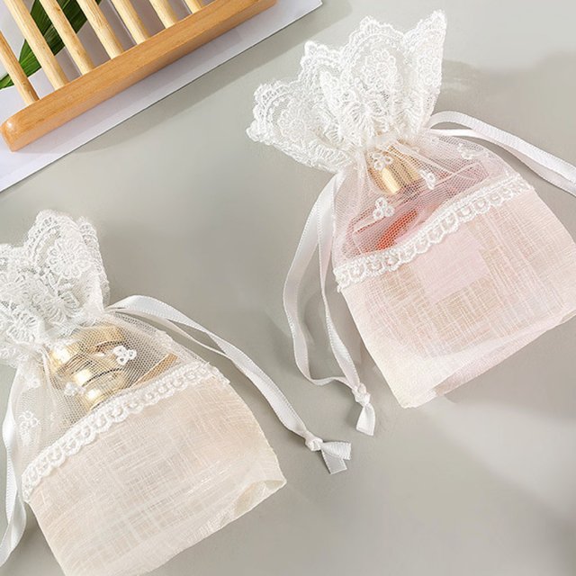 brand new slub yarn gift bag for wedding favor mesh drawstri