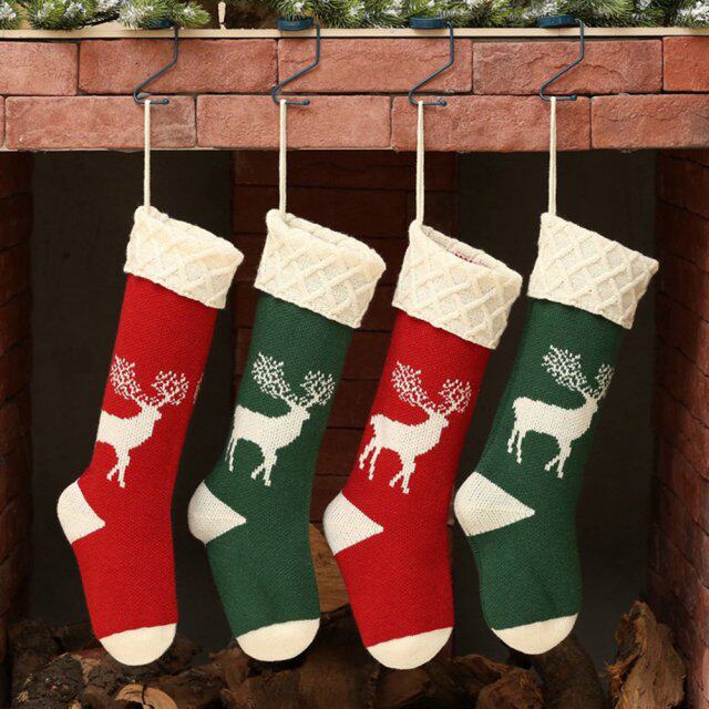 knitted sock christmas festival gift bag stocking woolen elk