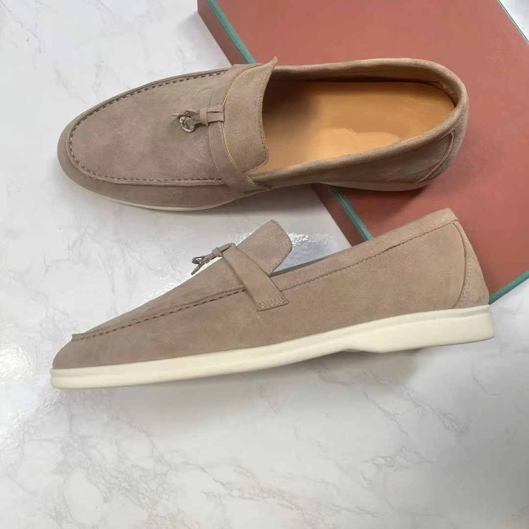 外贸乐福鞋女LP同款真皮一脚蹬