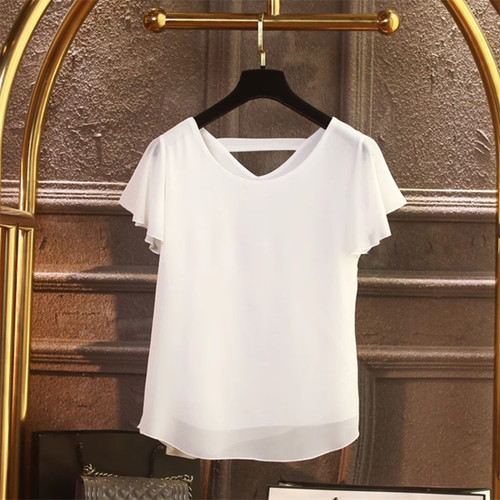 Georgia大码女装短袖雪纺上衣