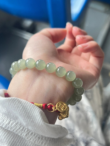 和田玉手串手链手镯女款真品天然冰晴水藕粉多宝渐变碧玉玉石手串