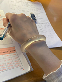 正圈贵妃镯马料玉髓香槟金冰荧光小钢炮手镯子天然送女友妈妈