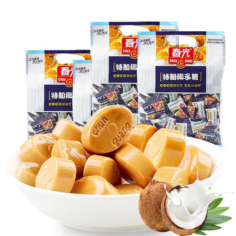 海南特产 春光 特制椰子糖228gx4 特浓椰奶糖果年货喜糖零食