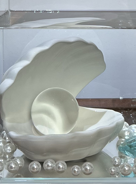 新品！陶瓷贝壳北欧桌面摆件首饰收纳盘少女心礼物鱼缸装饰摆件