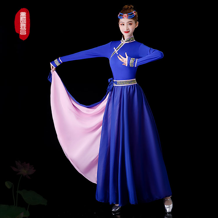 蒙古舞蹈演出服服饰女蒙古族服装女族蒙族儿童现代鸿雁艺考藏族裙