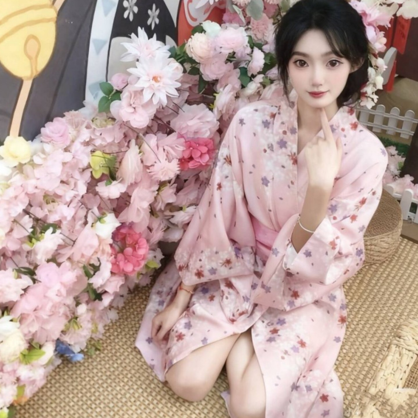 日式新款神明少女摄影浴衣日系服装传统改良和服拍照连衣裙写真