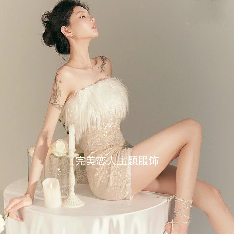 写真上衣白色蓬蓬短裙森系