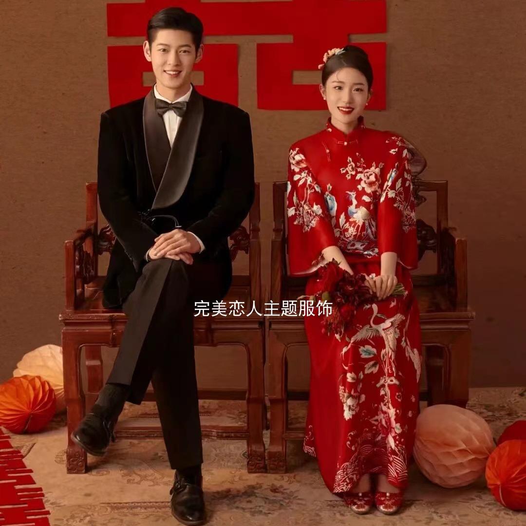 影楼囍嫁喜庆结婚照中式婚纱旗袍