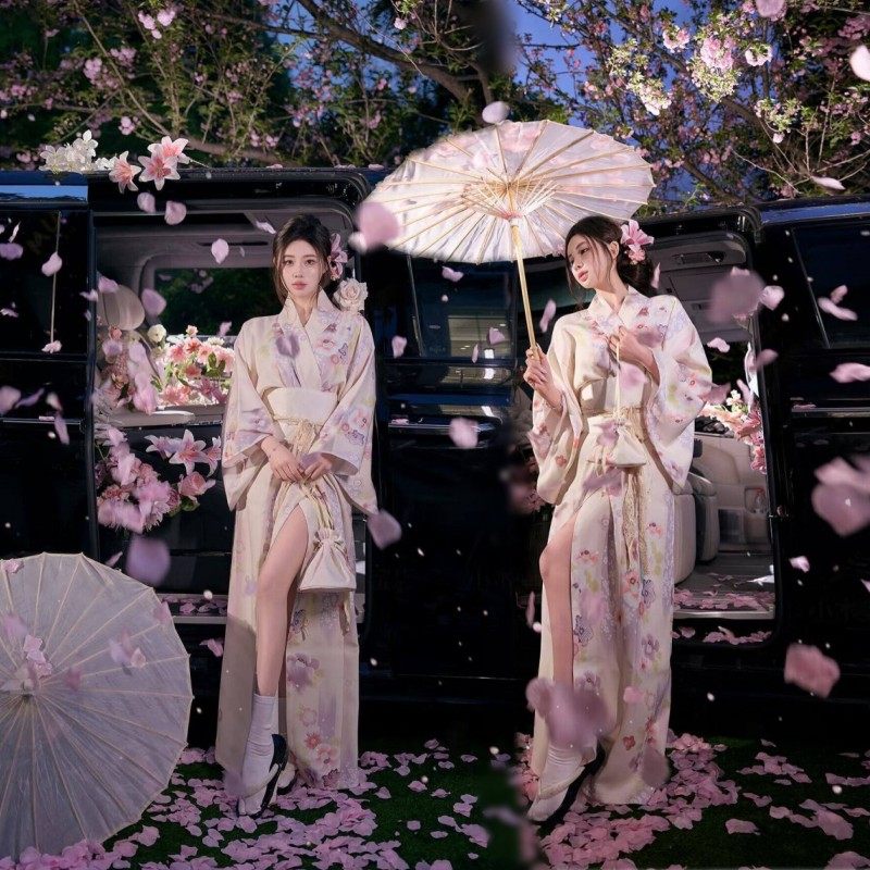 新款和服复古风日系气质少女和风写真日本和服正装女改良和服浴衣