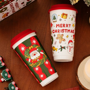 圣诞节老人礼物25年圣诞陶瓷杯舍友礼物杯子雪人可爱喝水杯马克杯