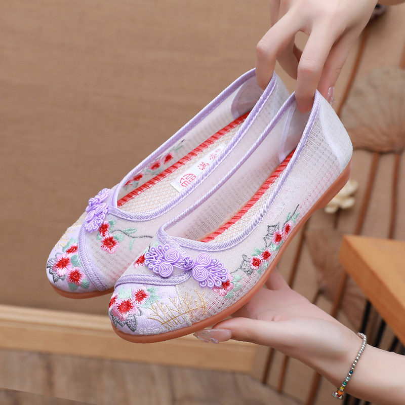 镂空网纱汉服鞋女新款老北京布鞋女透气软底古风绣花鞋网面妈妈鞋,女鞋,绣花鞋,淘宝优惠券,粉丝福利购,淘宝优惠卷