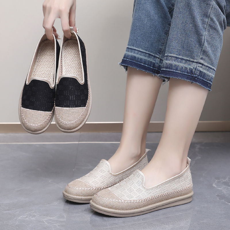 懒人一脚蹬透气平底渔夫鞋