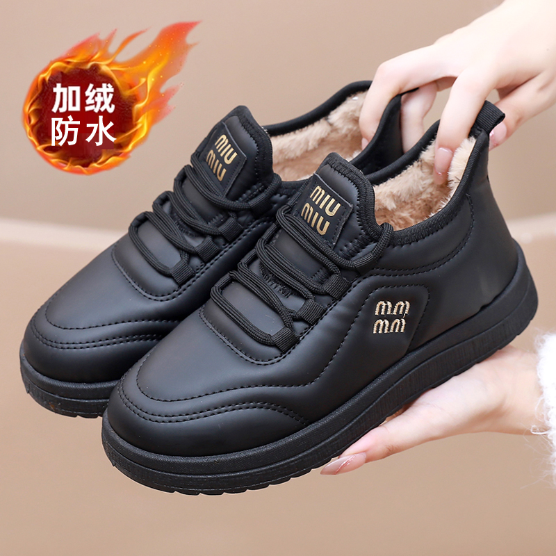 老北京布鞋女棉鞋冬季皮面加绒