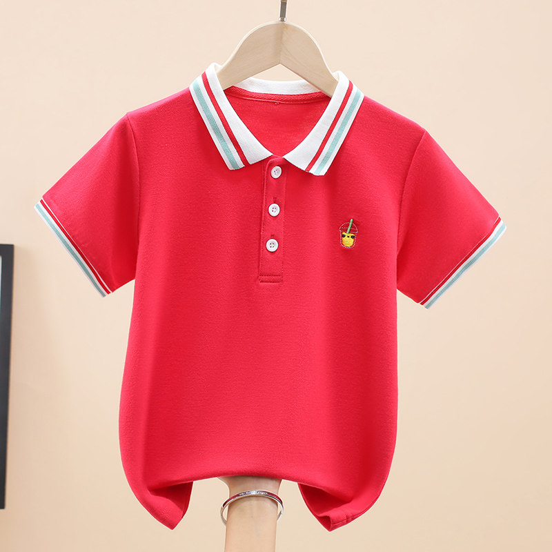 女童短袖T恤白色POLO衫