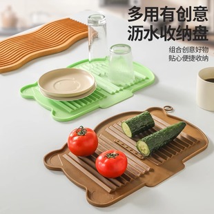 硅胶沥水垫台面斜坡厨房防烫隔热锅垫加厚桌面垫子防滑菜板固定垫